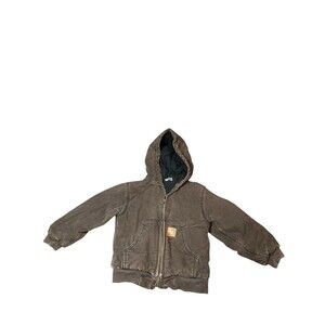 Carhartt Kids Coat Size 5 5T Dark Brown Full Zip Hooded Youth Boys